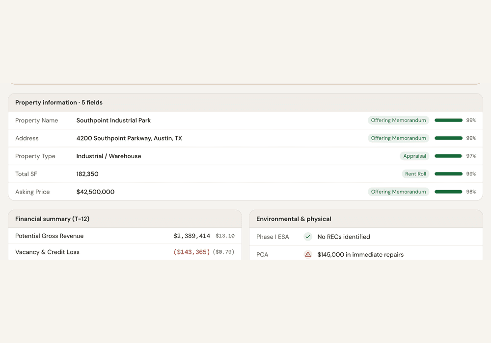 Source pill showing document provenance for a value