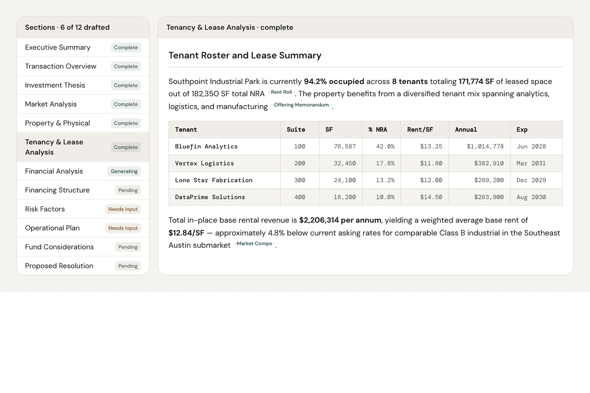 EQUIRE IC memo viewer with inline citations