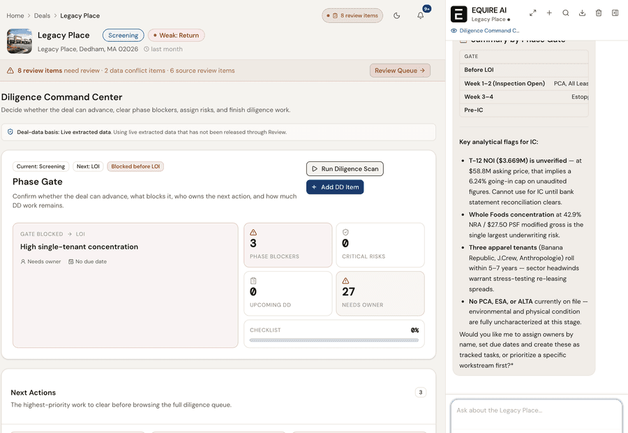 Assistant creating diligence tasks